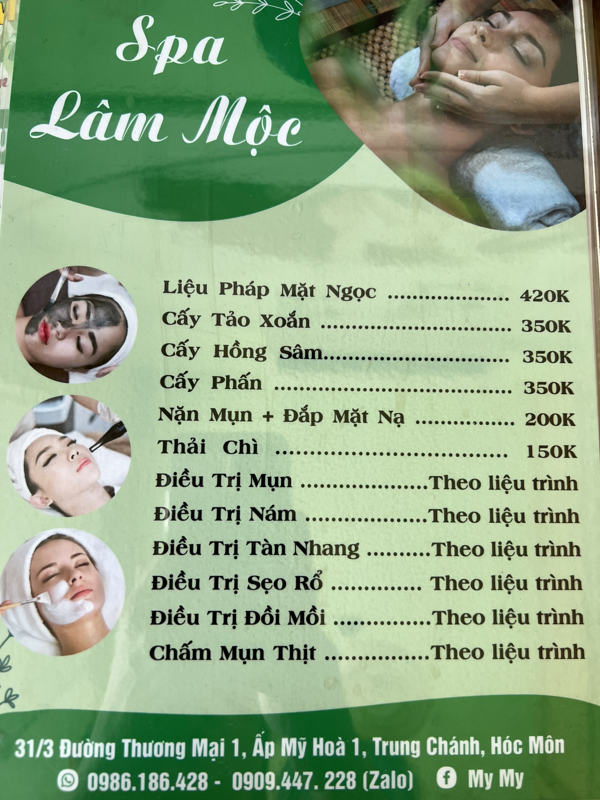 Bảng giá tại Spa Lâm Mộc - Spa Dưỡng Sinh Uy tín Tốt nhất tại Hóc Môn