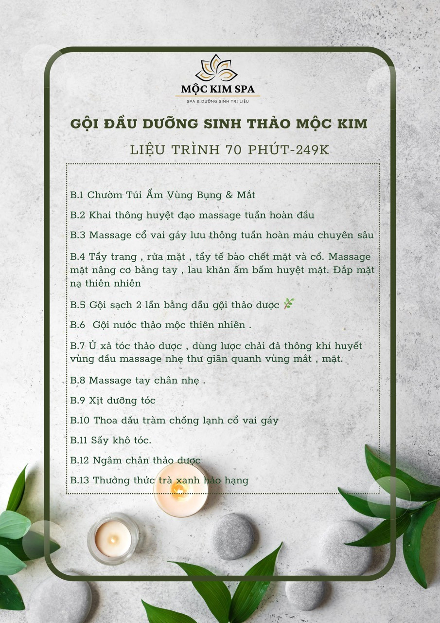 GỘI ĐẦU DƯỠNG SINH MỘC KIM SPA