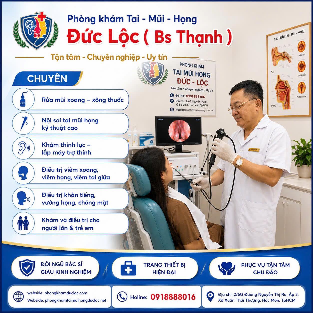 Phòng Khám Tai Mũi Họng Đức Lộc - Địa Chỉ Khám Tai Mũi Họng Uy Tín Tại Hóc Môn